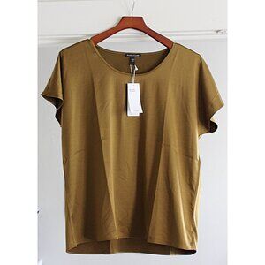 New w/Tags - Eileen Fisher Recycled Polyester Satin Boxy Top, Gold, Sml Oversize